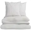 Image de Parure de lit 260x240 cm Blanc Gaufré 100% Coton Bio Housse de Couette + 2 Taies d'Oreiller 65x65 cm TEX HOME