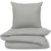 Image de Parure de lit 260x240 cm Gris Clair Gauffré 100% Coton Bio Housse de Couette + 2 Taies d'Oreiller 65x65 cm TEX HOME