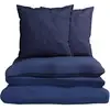 Image de Parure de lit 200x200 cm Bleu Marine Gaufré 100% Coton Bio Housse de Couette + 2 Taies d'Oreiller 65x65 cm Honeycomb TEX HOME
