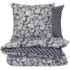 Image de Parure de lit 260x240 cm Mumbai Bleu Marine Imprimé 100% Coton Bio Housse de Couette + 2 Taies d'Oreiller 65x65 cm TEX HOME