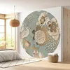 Image de Lumalea - Papier peint rond/cercle Fleurs Oiseau - Papier Standard 170gr Lessivable - Diamètre 260 cm