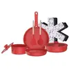 Image de Batterie de cuisine 12 pièces Céramique Revêtement Anti-adhésif Tous Feux Dont Induction Rouge CARREFOUR HOME