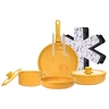 Image de Batterie de cuisine 12 pièces Céramique Revêtement Anti-adhésif Tous Feux Dont Induction Jaune CARREFOUR HOME