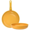 Image de Poêles 24/28 cm Céramique Revêtement Anti-adhésif Tous Feux Dont Induction Jaune CARREFOUR HOME