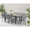 Image de Ensemble repas de jardin 6 à 8 personnes : Table extensible 180-240 cm + 2 fauteuils + 6 chaises - Gris