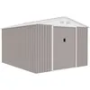 Image de Abri de jardin en métal 884 m² - 277 x 319 x 202 cm - URANUS - Kit dancrage inclus 2 portes coulissantes - Taupe