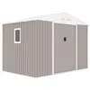 Image de Abri de jardin en métal 529 m² - 277 x 191 x 202 cm - VENUS Kit dancrage inclus 2 portes coulissantes 1 fenêtre latérale Taupe
