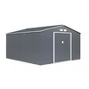 Image de Abri de jardin en métal 1299 m² - 340 x 382 x 210 cm - NEPTUNE - Kit dancrage inclus 2 portes coulissantes - Gris