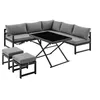 Image de Salon de jardin avec structure en aluminium avec coussins - 7 personnes - Hipu - Gris