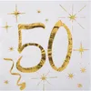 Image de SANTEX 6159-50, Sachet de 20 petites serviettes 50 ans, métallisées OR