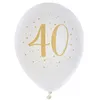 Image de Ballon fête 40 Ans Blanc et doré en Latex de 23cm (x8) R/6571