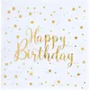 Image de SANTEX 6747-1, Sachet de 20 petites serviettes Happy Birthday métal, Blanc/Or