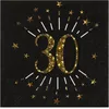 Image de 10 Serviettes papier Joyeux anniversaire 30 noir et or 18 33 x 33 cm