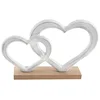 Image de Centre de Table Mariage Coeurs en Bois Blanc et Naturel (x1) REF/6835