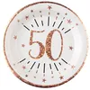 Image de SANTEX 7348-50, Sachet de 10 Assiettes Âge étincelant métal 50 ans Rose Gold