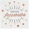 Image de Serviette de table joyeux anniversaire blanche et rose gold métallique (x10) REF/6649