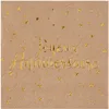 Image de Serviette cocktail anniversaire Kraft et dorée or métallisée (x20) REF/5663