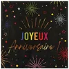 Image de Santex 9018-11, Sachet de 12 Serviettes Anniversaire Festicolor en Papier Multi/Noir 33x33cm