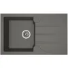 Image de STRADOUR Evier cuisine à encastrer 1 bac + 1 égouttoir Aloa - Résine - 81 x 50 cm - Gris béton
