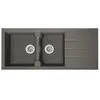 Image de STRADOUR Evier cuisine à encastrer 2 bacs + 1 égouttoir Aloa - Résine - 116 x 50 cm - Gris béton