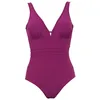 Image de Janine Robin - Maillot de Bain 1 pièce coupé sous Poitrine Idylle 44 - Violet Prune - Marque Française - Haute Qualité