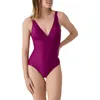 Image de Janine Robin - Maillot de Bain 1 pièce coupé sous Poitrine Idylle 46 - Violet Prune - Marque Française - Haute Qualité