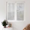 Image de HOME MAISON Decostars - Paire de vitrages avec Top à Volant brodé Polyester Blanc 60x160 cm