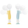 Image de Badabulle Couverts d'apprentissage flexibles pour bébé, Cuillère et Fourchette ergonomiques, 6m+