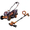 Image de FEIDER - Pack Tondeuse sans Fil 20V avec Coupe-Bordure - Largeur de Coupe 34 cm - Double Batterie - Débroussailleuse Électrique - Rotofil à Main - Outillage Jardin et Pelouse - FTDCB20V-4A