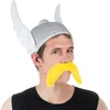 Image de Chaks - Casque Astérix pour homme, accessoire officiel pour les costumes Astérix et Obélix, casque gaulois en tissu pour carnaval et Comic Con, Blanc