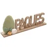 Image de Centre DE Table PÂQUES Bois Velours 30X5X13CM Vert