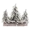 Image de Chaks 12778, Centre de Table en Bois avec 3 Sapins enneigés réalistes et 20 LEDs 27x32cm