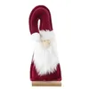 Image de Chaks 12897, Centre de Table Père Noël Bordeaux Velours avec Barbe 22,5cm sur Socle