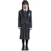 Image de Chaks - Uniforme scolaire Wednesday Addams pour fille, costume officiel Wednesday, tenue 3 pièces pour Halloween et Carnaval, Gray