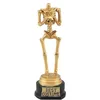 Image de Chaks 13677, Statuette Trophée Squelette Halloween en résine dorée 18cm
