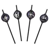 Image de Chaks 12804-WD, Lot de 8 Pailles en Carton avec médaillons 19,6cm Mercredi ©, Wednesday ©