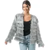 Image de Chaks - Veste pour femme avec franges scintillantes, argent, or, rose, veste disco des années 90, festival, carnaval, fête, rave