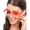 Image de Lunettes coeur verres fumés rouges adulte - Rouge - Taille Unique
