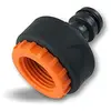 Image de Adaptateur robinet 1/2 et 3/4 pouce | Connexion tétine sur tuyaux arrosage | Joints d'étanchéité | ABS haute qualité | Noir et orange | Revêtement souple | Kibros JAD1234