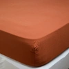 Image de Haomy - Drap-housse Dili en double voile de coton terre brûlée 160x200 cm