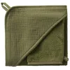 Image de Cape de Bain + Gant - Bambou & Gaze (Fougère)   Éponge Bambou Ultra Douce   Cadeau de Naissance utile et Tendance   Gant Assorti Inclus   Style raffiné à la Sortie du Bain   70x70 cm