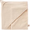 Image de Cape de Bain + Gant - Bambou & Gaze (Biscuit)   Éponge Bambou Ultra Douce   Cadeau de Naissance utile et Tendance   Gant Assorti Inclus   Style raffiné à la Sortie du Bain   70x70 cm