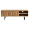 Image de Miliboo Meuble TV en Bois Clair manguier Massif gravé et métal Noir L120 cm Agra
