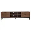 Image de Miliboo Meuble TV Vintage Finition Bois foncé Noyer et métal Noir avec rangements L180 cm Sarto
