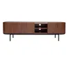 Image de Miliboo Meuble TV Design Bois foncé Noyer et métal Noir avec rangements L180 cm Skye