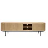 Image de Meuble TV design bois clair et métal noir avec rangements L180 cm SKYE