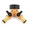 Image de Nez Raccord Double de Robinet de Jardin avec Vannes - Embout Double Mâles - Idéal pour votre tuyau d'arrosage - Laiton