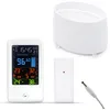 Image de FISHTEC - Station Météo Intelligente Capteur Extérieur Écran LCD Ajustable Pluviomètre à Poser Affiche la Date, l'Heure, Température, l'Humidité, Prévoit Jauge Indication