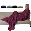 Image de Vivezen - Couverture polaire plaid intégral avec manches et poche - Taille adulte - Plusieurs coloris