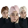 Image de Vivezen - Lot de 3 Serviettes Turban pour Cheveux - Microfibre - Beige Rose et Marron